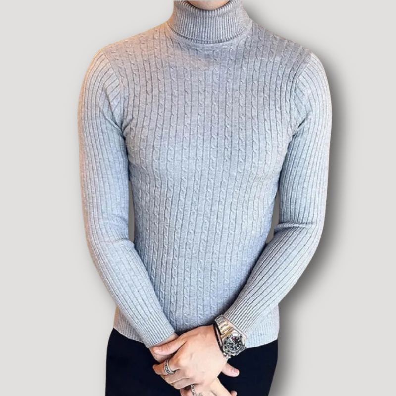 Ribtricot Turtleneck Cable Twist Sweater Heren