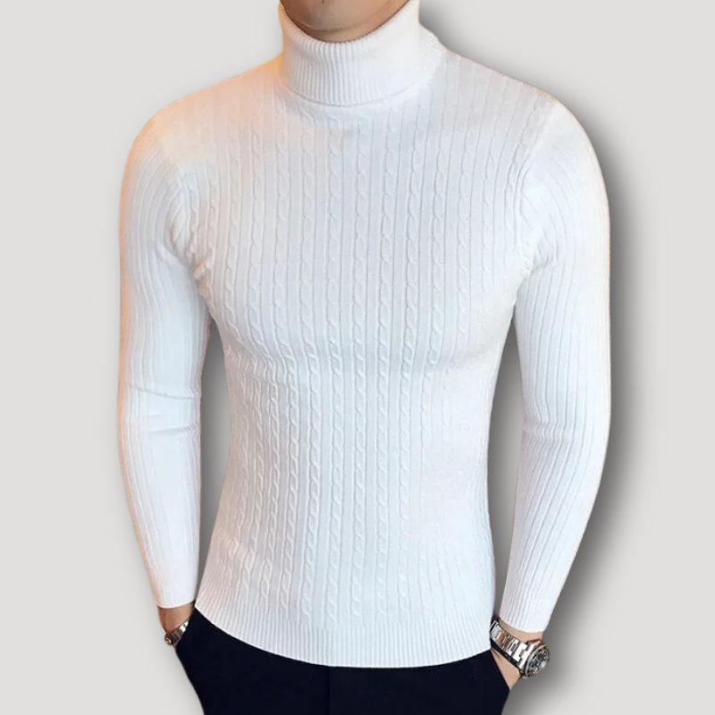 Ribtricot Turtleneck Cable Twist Sweater Heren