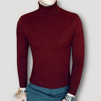 Ribtricot Turtleneck Cable Twist Sweater Heren