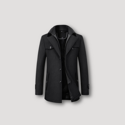 Full Zip 2-Weg Sluiting Wol Lapel Trench Coat