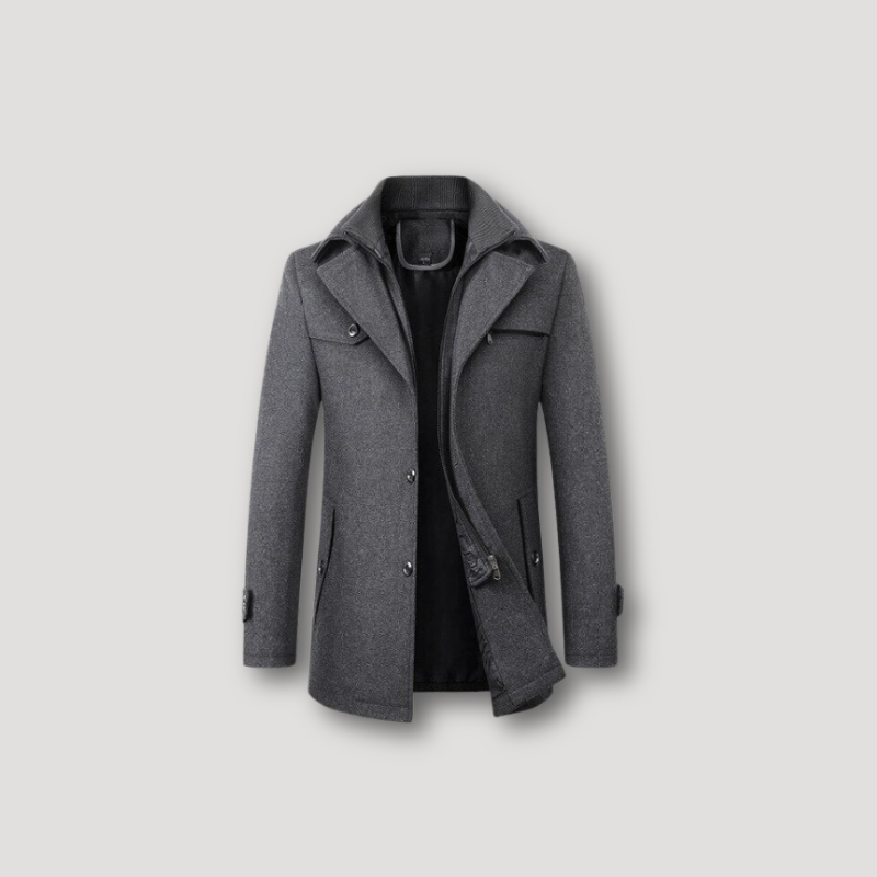 Full Zip 2-Weg Sluiting Wol Lapel Trench Coat