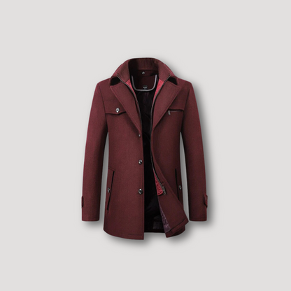 Full Zip 2-Weg Sluiting Wol Lapel Trench Coat