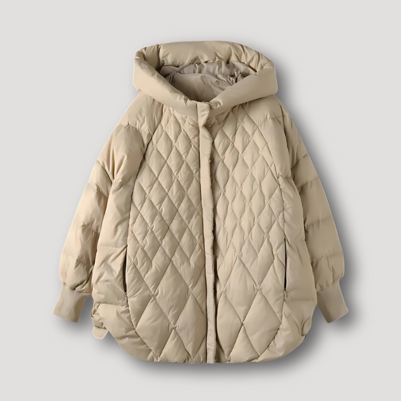 Oversized Quilted Diamond Patrron Padded Isolatie Full Zip Jas