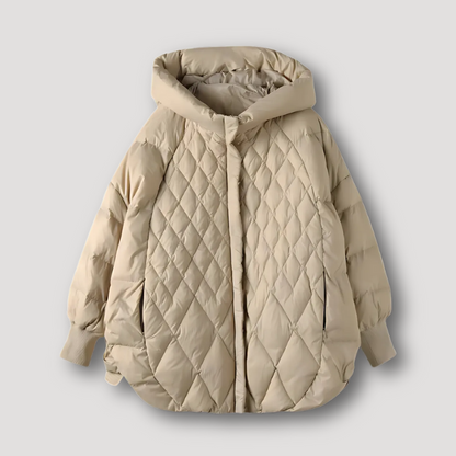 Oversized Quilted Diamond Patrron Padded Isolatie Full Zip Jas