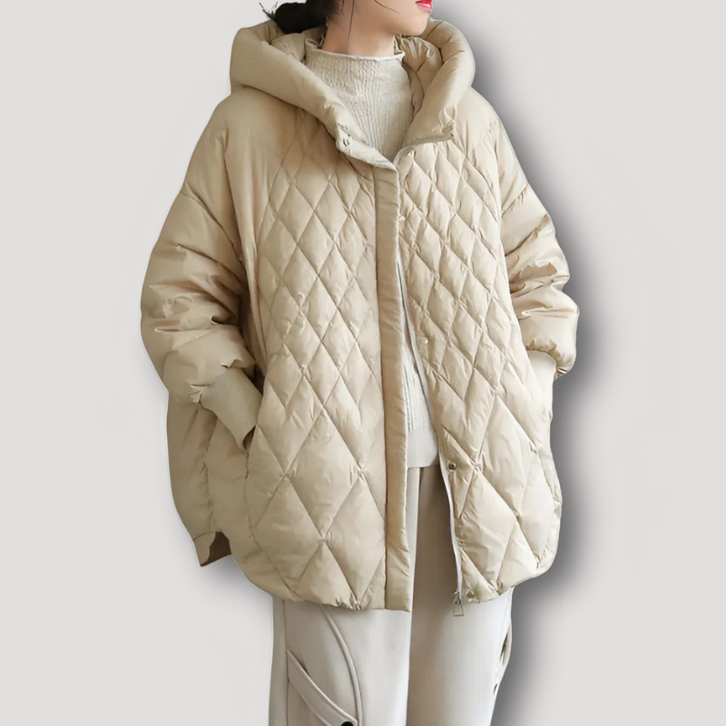 Oversized Quilted Diamond Patrron Padded Isolatie Full Zip Jas