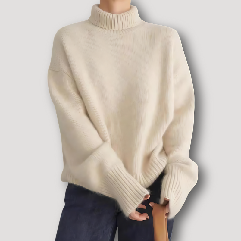 Gebreid Geribd Wol Oversized Turtleneck Sweater