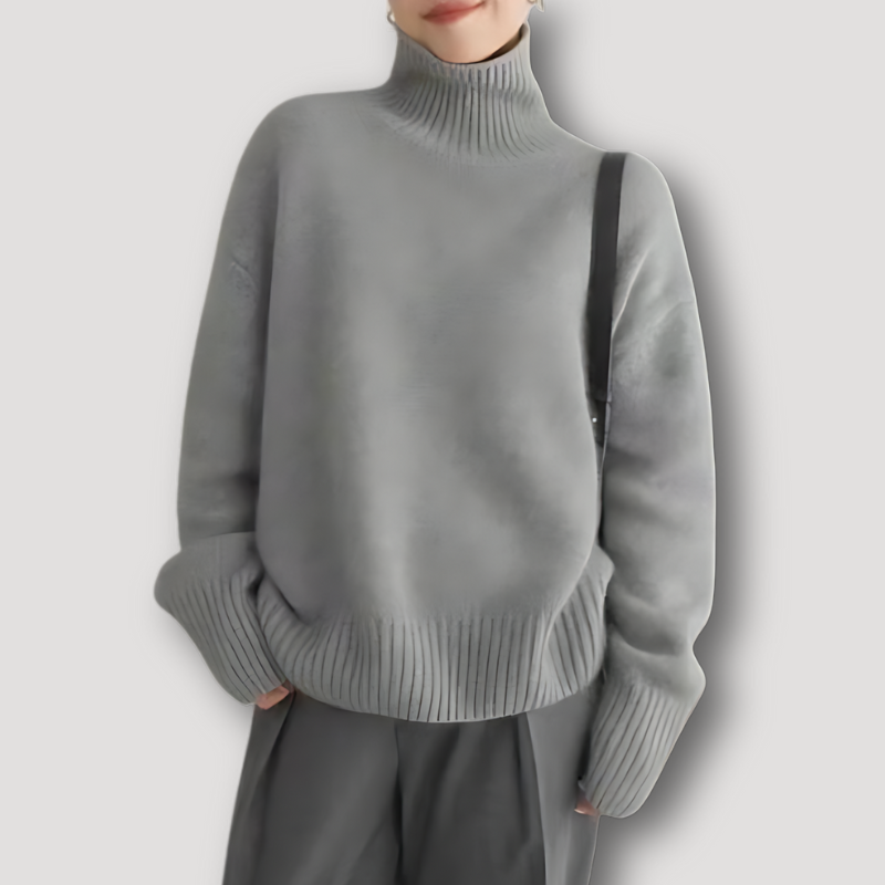 Gebreid Geribd Wol Oversized Turtleneck Sweater