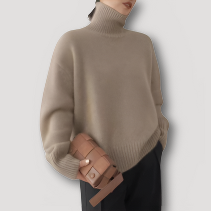 Gebreid Geribd Wol Oversized Turtleneck Sweater