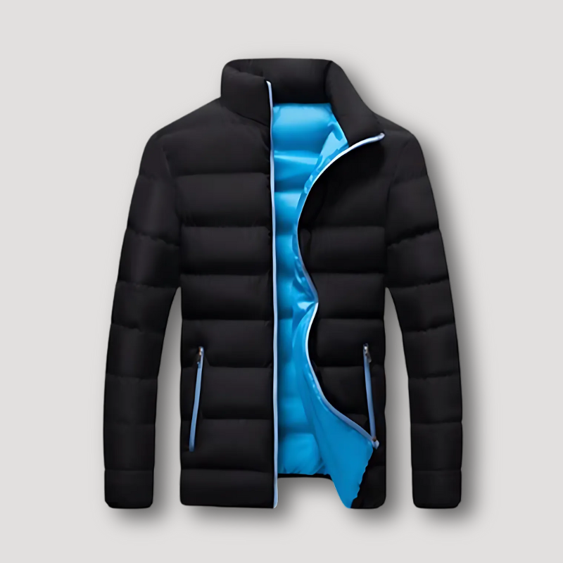 Full Zip Quilted Horizontaal Puffer Winterjas Voor Heren