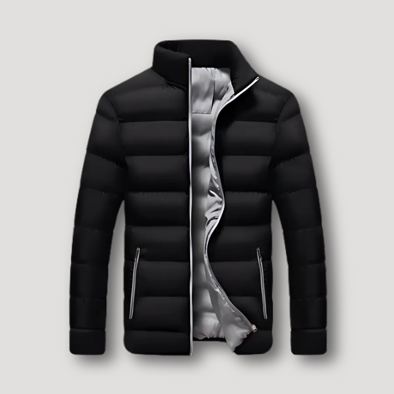 Full Zip Quilted Horizontaal Puffer Winterjas Voor Heren