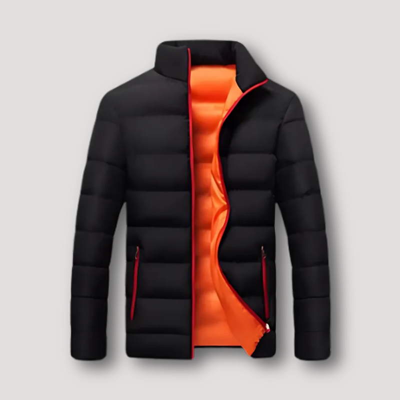 Full Zip Quilted Horizontaal Puffer Winterjas Voor Heren