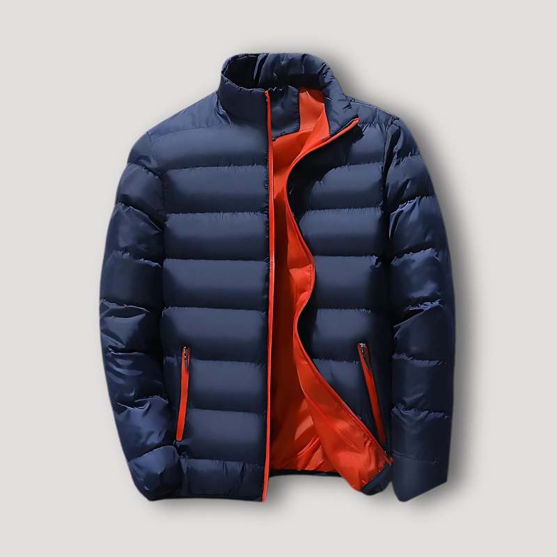 Full Zip Quilted Horizontaal Puffer Winterjas Voor Heren