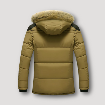 Quilted Padded Lange Jas Met Pluche Isolatie Van Imitatiebont Winter