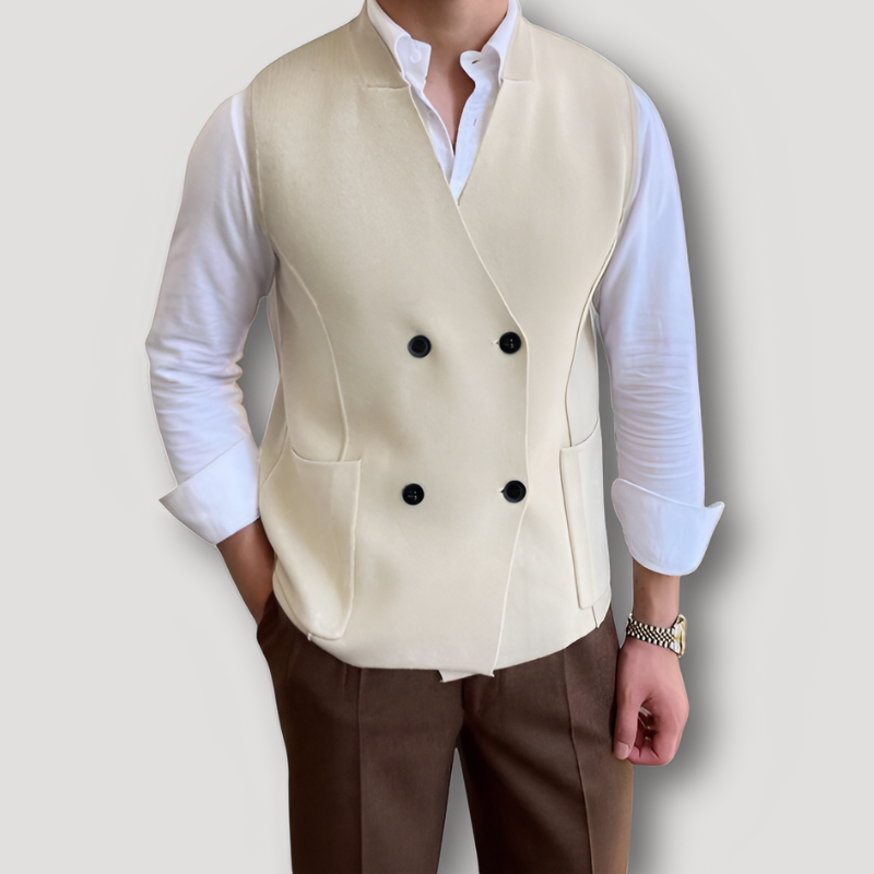 Asymmetrisch Dubbel Geruit V-hals Vest