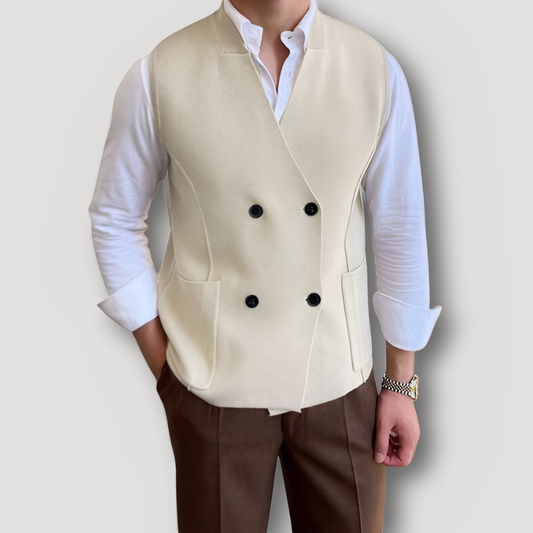 Asymmetrisch Dubbel Geruit V-hals Vest