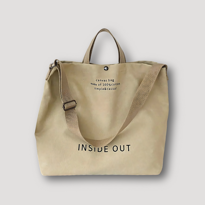 INSIDE OUT Slap Afdrukken Canvas Stof Schouder Tote Bag