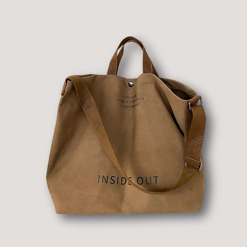 INSIDE OUT Slap Afdrukken Canvas Stof Schouder Tote Bag