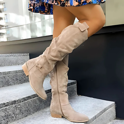 Slouchy Hoge Knie Suede Boots Dames