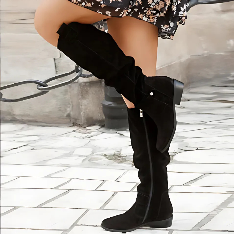 Slouchy Hoge Knie Suede Boots Dames