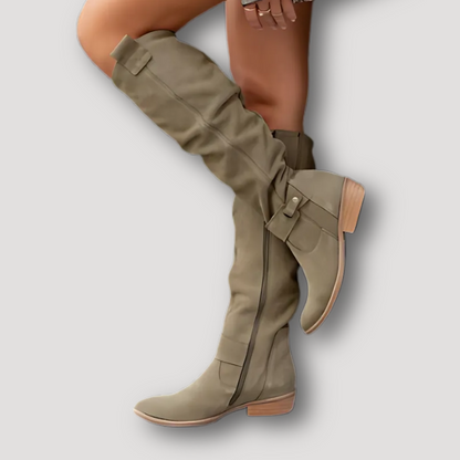 Slouchy Hoge Knie Suede Boots Dames