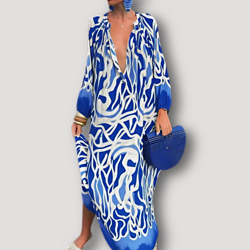 Boho Stijl Abstract Gedrukt Maxi Kaftan Dress Dames