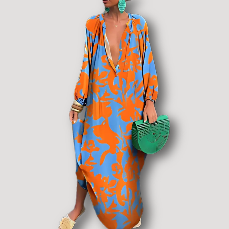 Boho Stijl Abstract Gedrukt Maxi Kaftan Dress Dames