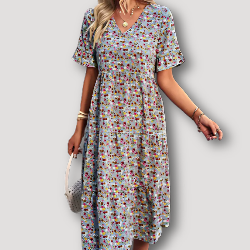 Boho Style Kleding Geruffelde Mouwen Bloemen Midi Dress