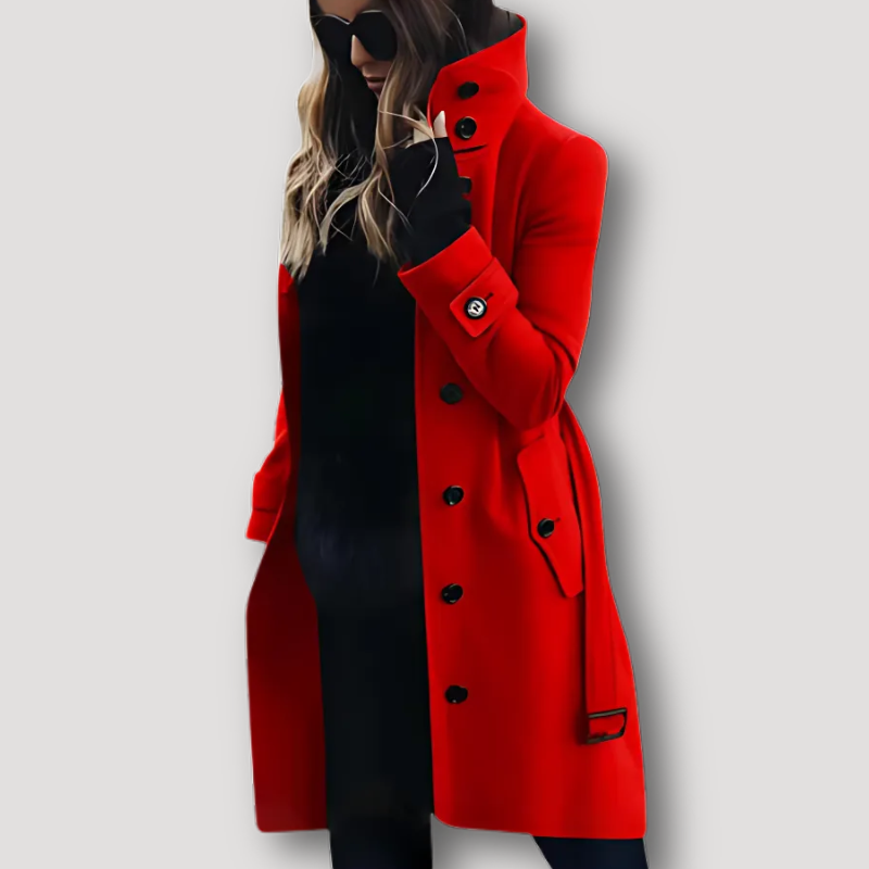 Crimson Wol Blend Elegante Trench Coat Dames