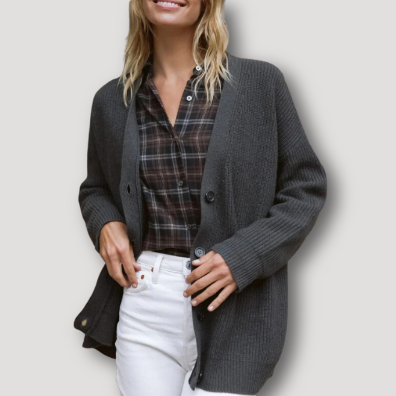 Geribbeld Button Down Cardigan Trui Dames