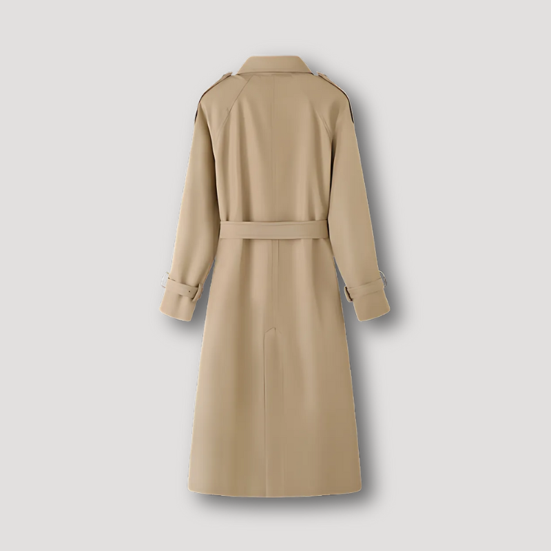 Beige Geriemde Taille Trench Coat Dames