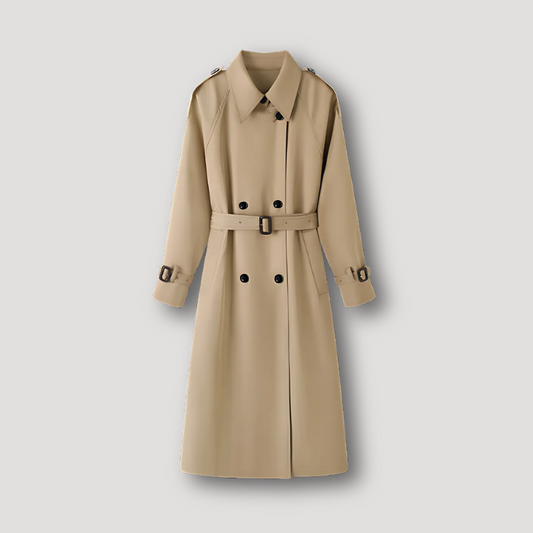 Beige Geriemde Taille Trench Coat Dames