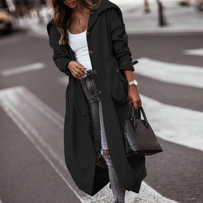 Hooded Minimalistisch Oversized Trench Coat Voor Dames