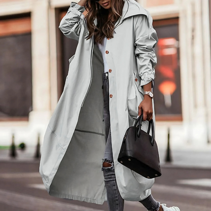 Hooded Minimalistisch Oversized Trench Coat Voor Dames