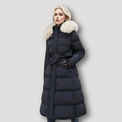 Puffer Bont Getrimd Capuchon Long Winter Coat Dames