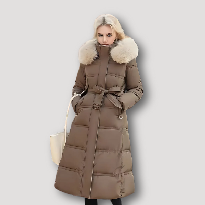 Puffer Bont Getrimd Capuchon Long Winter Coat Dames