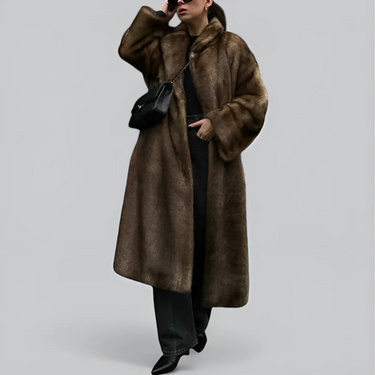 Lange Bruin Vintage Kleding Faux Fur Coat Dames