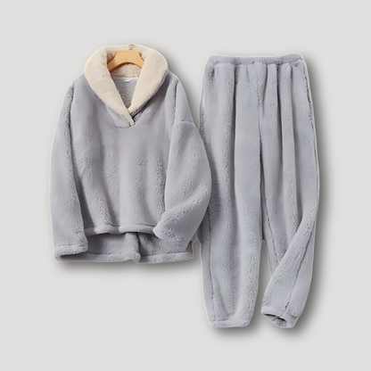 Sherpa Kraag Fleece Pajama Set Dames