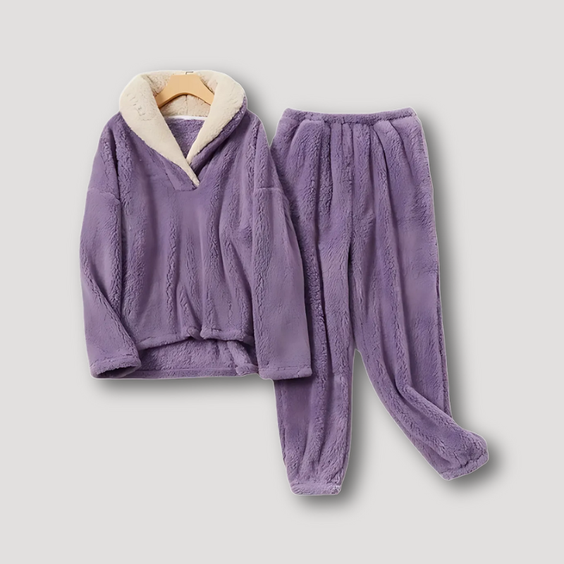 Sherpa Kraag Fleece Pajama Set Dames