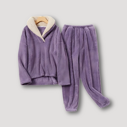 Sherpa Kraag Fleece Pajama Set Dames