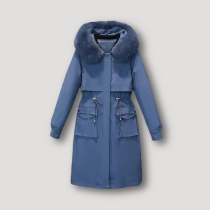 Parka Trekkoord Taille Fur Collar Coat Voor Dames