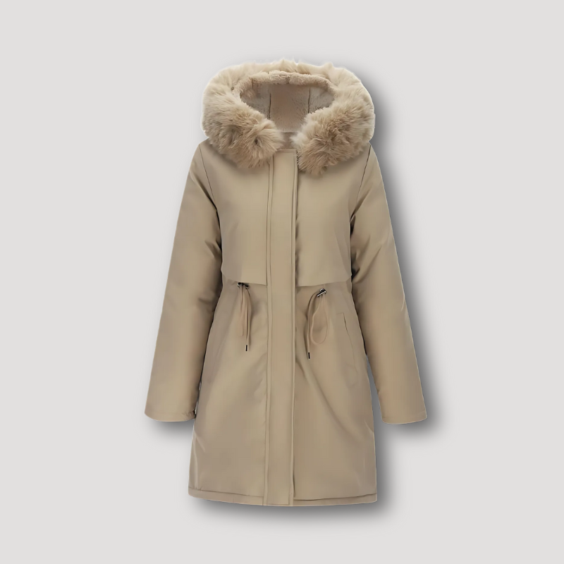 Parka Trekkoord Taille Fur Collar Coat Voor Dames