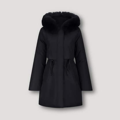 Parka Trekkoord Taille Fur Collar Coat Voor Dames