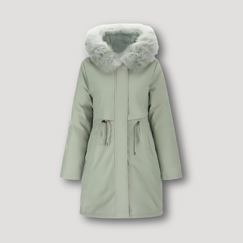 Parka Trekkoord Taille Fur Collar Coat Voor Dames