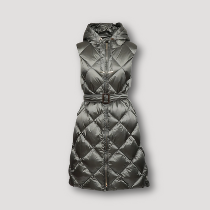 Riemtaille Quilted Diamond Patroon Puffer Coat