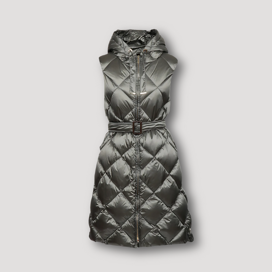 Riemtaille Quilted Diamond Patroon Puffer Coat