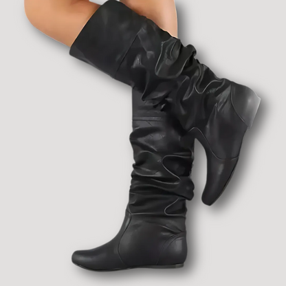 Kniehoge Slouchy Boots Dames Plat Voor Vrouwen