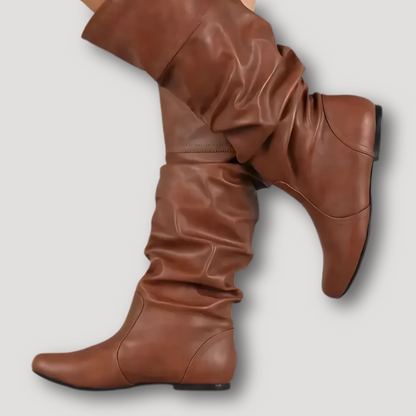 Kniehoge Slouchy Boots Dames Plat Voor Vrouwen