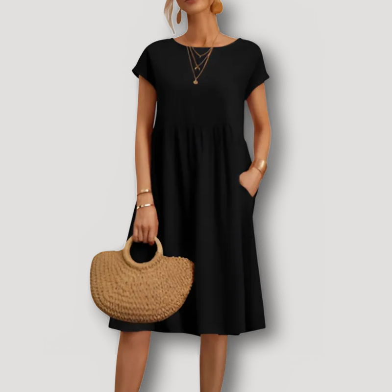 A Line Casual Korte Mouw Midi Dress Dames