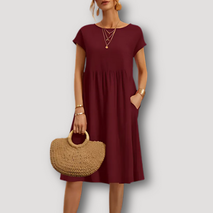 A Line Casual Korte Mouw Midi Dress Dames