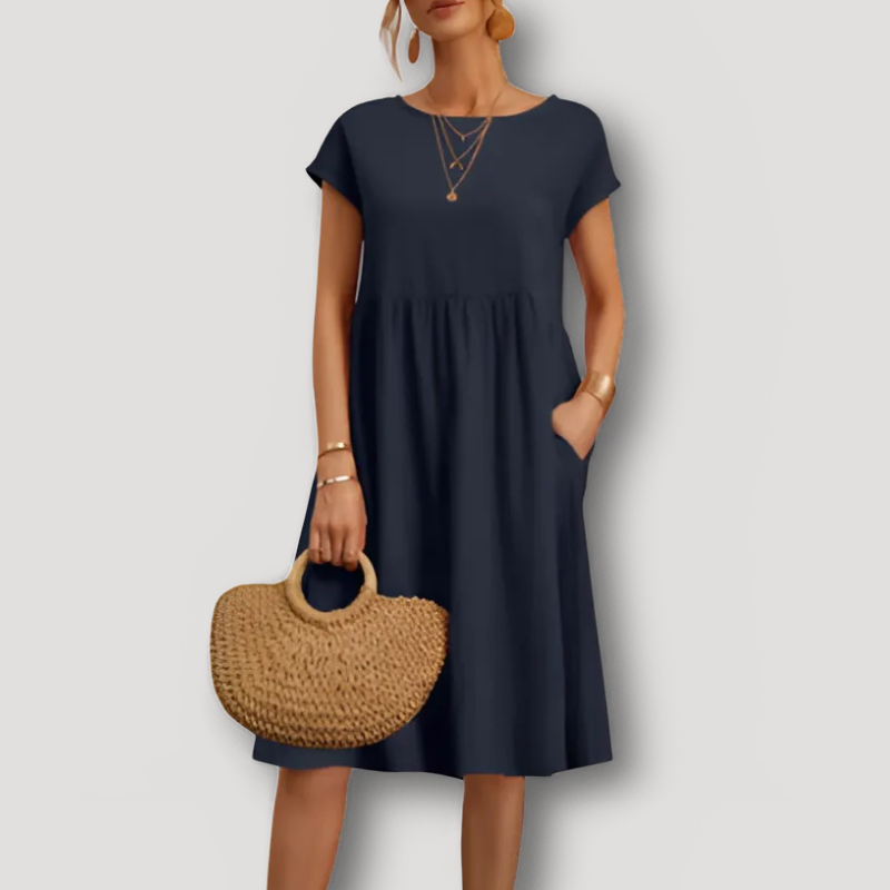 A Line Casual Korte Mouw Midi Dress Dames